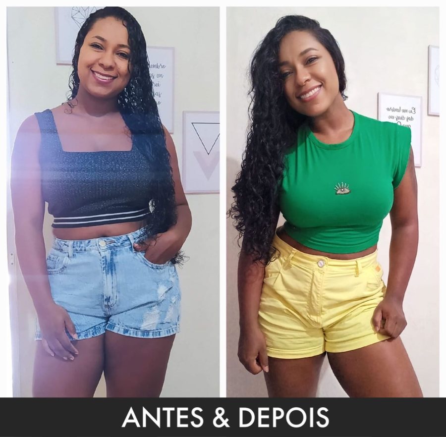 Antes e depois de aluna do Studio Team Wilson