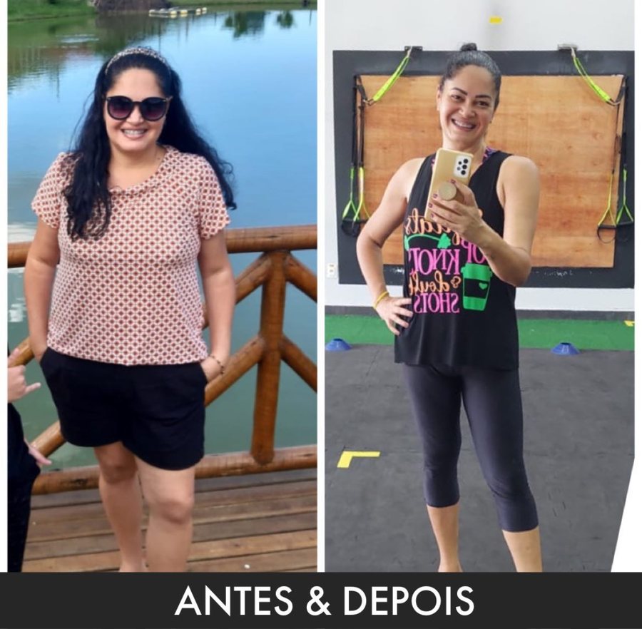 Antes e depois de aluna, menos 5 kg