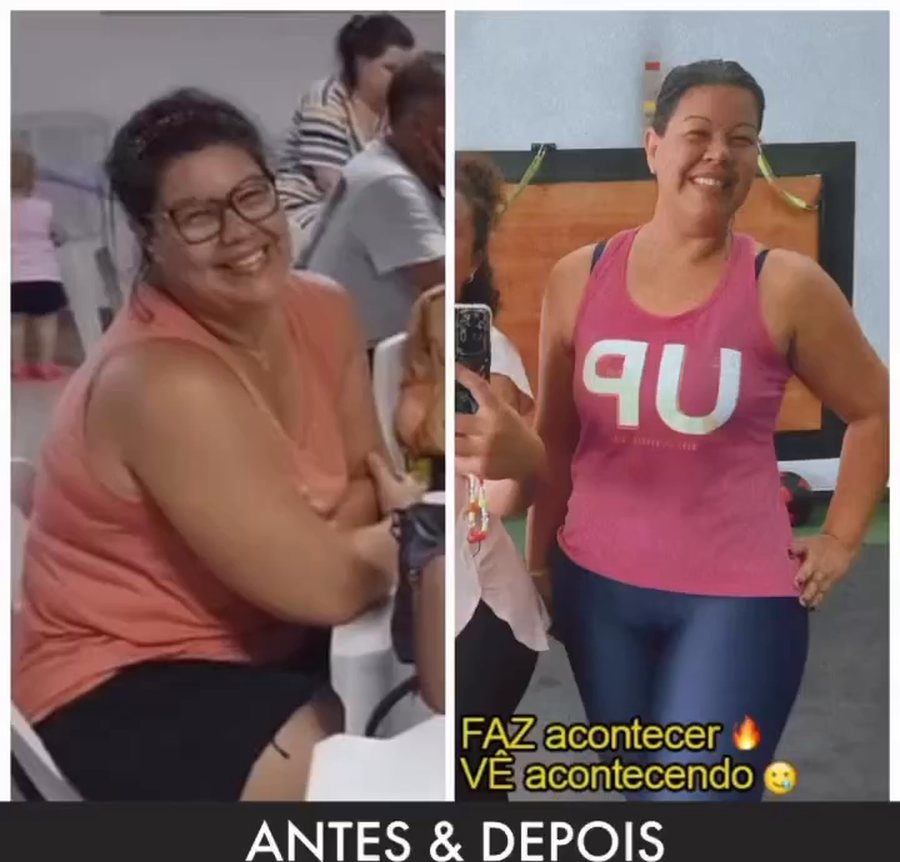 Antes e depois de aluna, menos 7 kg